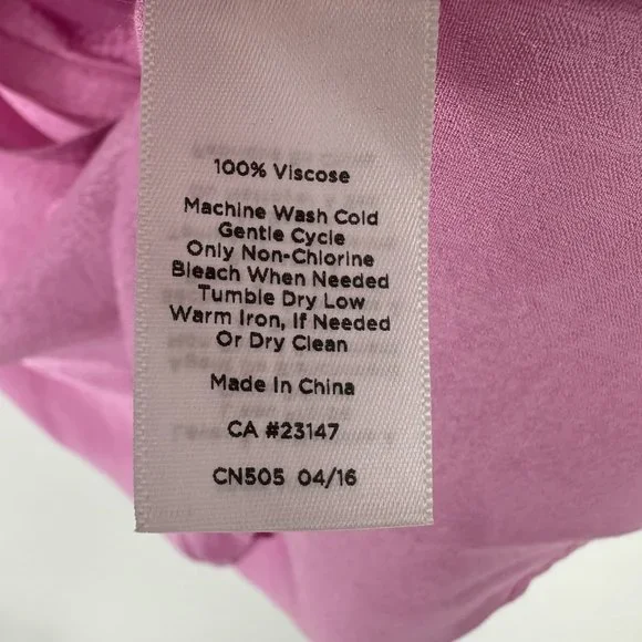 3/$25 Talbots Satin Snake Skin Embossed Top 2 Tie Neck Blouse 3/4 Sleeves Pink - Picture 3 of 7